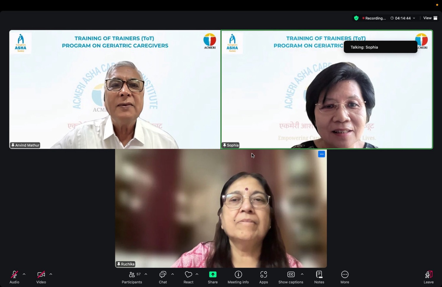 Online Training of Trainers session with participants from multiple countries